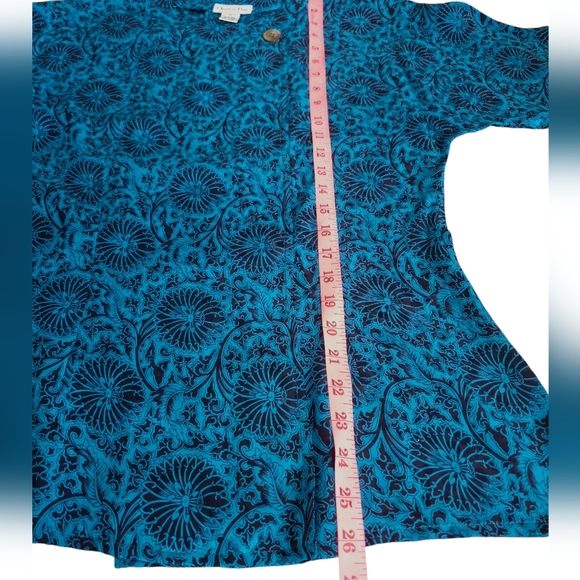 Vintage Christian Dior 100% Silk Blouse/Silk Shirt Top Azure Blue Black 6 - Picture 16 of 16